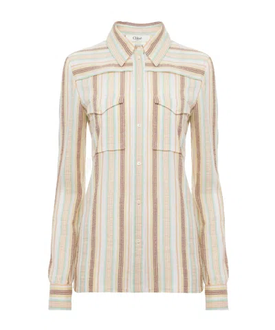 Chloé Striped Long-sleeved Shirt In Multi