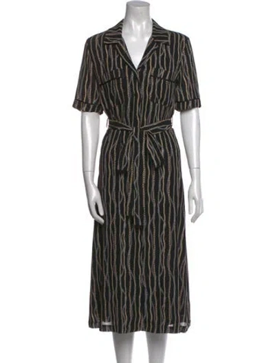 Pre-owned Chloé Striped Midi Length Dress In Black