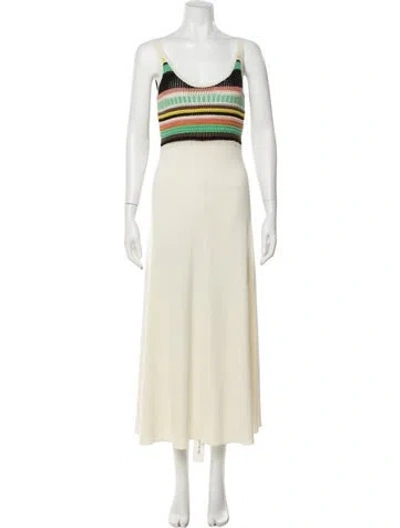 Pre-owned Chloé Striped Midi Length Dress In Neutral
