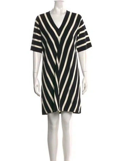 Pre-owned Chloé Striped Mini Dress In Black
