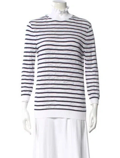 Pre-owned Chloé Striped Mock Neck Sweater In White
