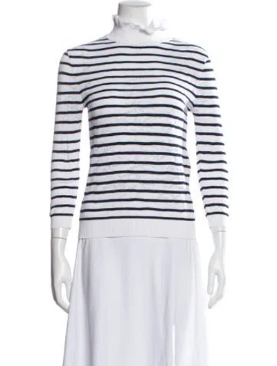 Pre-owned Chloé Striped Mock Neck Sweater In White