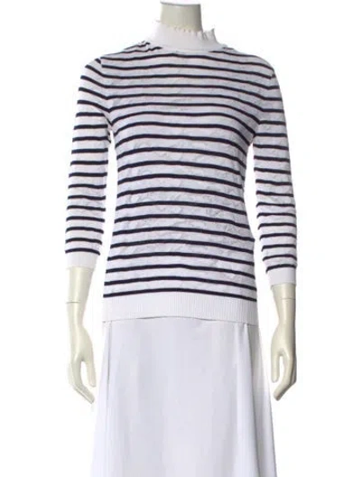 Pre-owned Chloé Striped Mock Neck Top In White