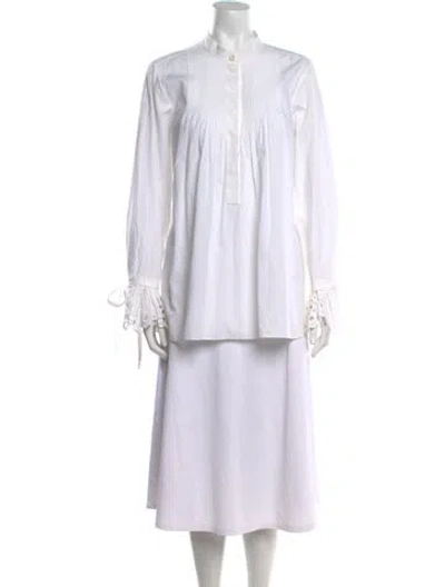 Pre-owned Chloé Striped Mock Neck Tunic In White