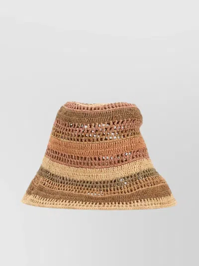 Chloé Striped Raffia Bucket Hat With Wide Brim