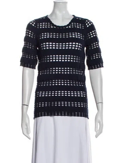 Pre-owned Chloé Striped Scoop Neck Sweater In Blue