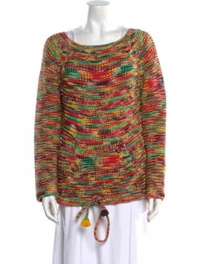 Pre-owned Chloé Striped Scoop Neck Sweater In Orange