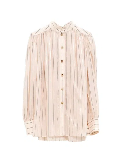 Chloé Striped Silk Shirt In Pink