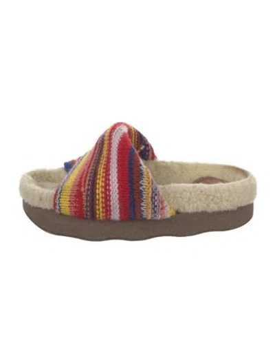 Pre-owned Chloé Striped Slides In Red