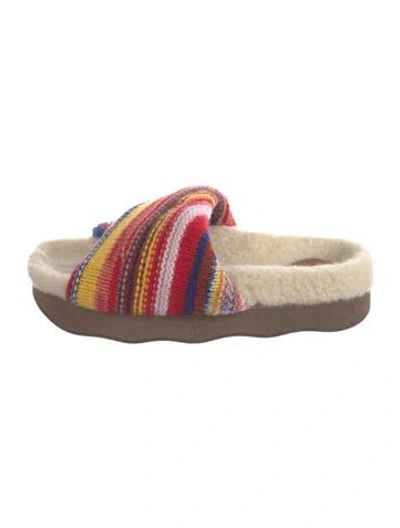 Pre-owned Chloé Striped Slides In Red