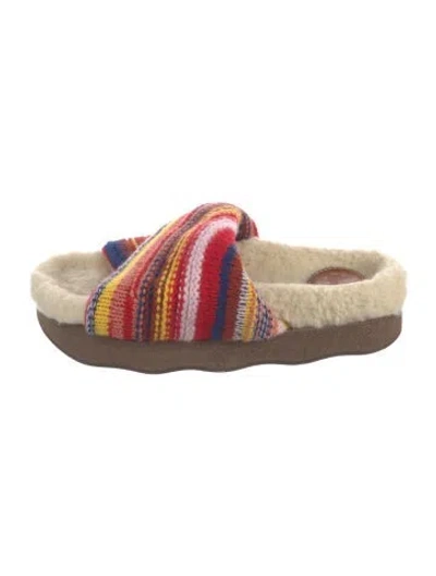 Pre-owned Chloé Striped Slides In Red