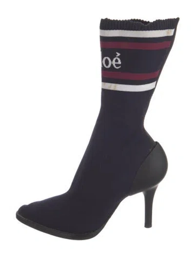 Pre-owned Chloé Striped Sock Boots In Blue