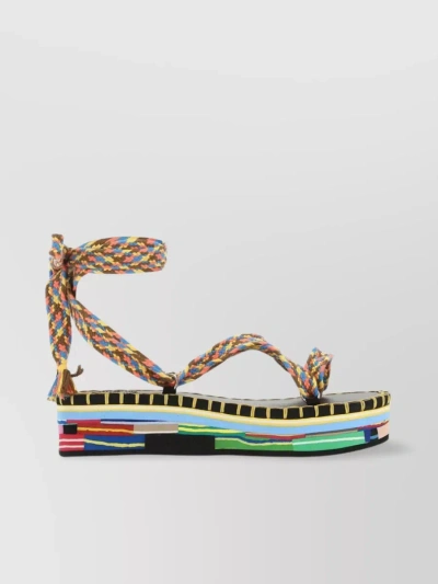 Chloé Striped Sole Platform Sandals With Playful Tassels In Multicoloured
