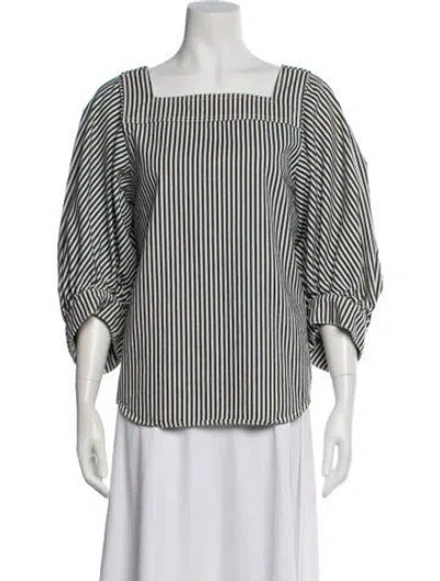 Pre-owned Chloé Striped Square Neckline Blouse In Blue
