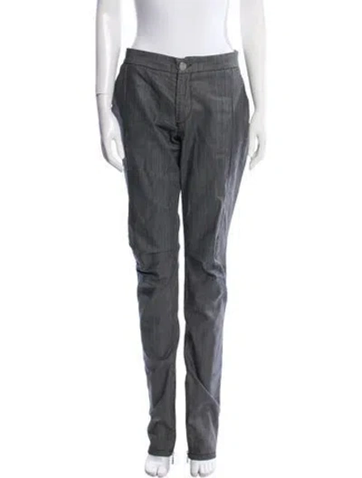 Pre-owned Chloé Striped Straight Leg Pants In Blue