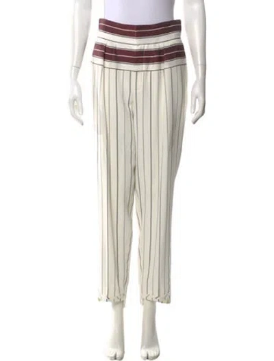 Pre-owned Chloé Striped Straight Leg Pants In Neutral