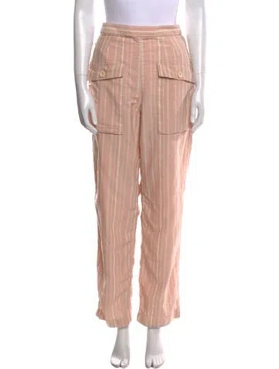 Pre-owned Chloé Striped Straight Leg Pants In Pink