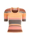 Chloé Embroidered Striped Ribbed Cotton Sweater In Multi