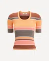 Chloé Embroidered Striped Ribbed Cotton Sweater In Multi