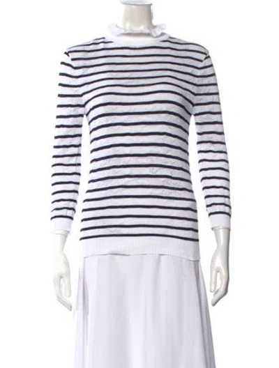 Pre-owned Chloé Striped Three-quarter Sleeve Top In White