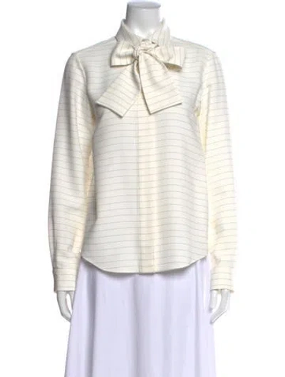 Pre-owned Chloé Striped Tie Neck Blouse In Neutral