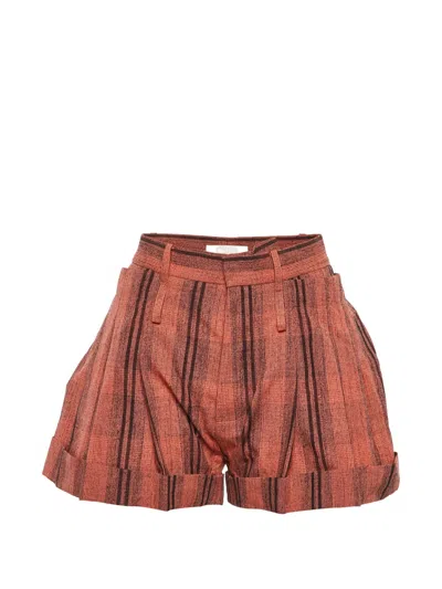 Pre-owned Chloé Striped Tie-detail Shorts In Orange