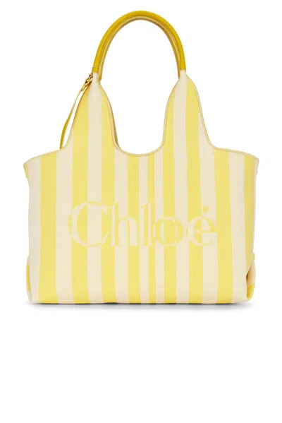 Chloé Striped Tote Bag In Orange