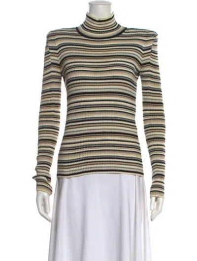 Pre-owned Chloé Striped Turtleneck Top In Neutral