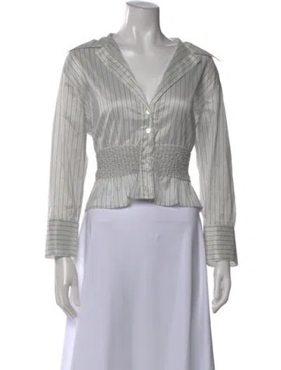 Pre-owned Chloé Striped V-neck Blouse In Gray