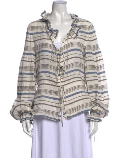 Pre-owned Chloé Striped V-neck Blouse In White