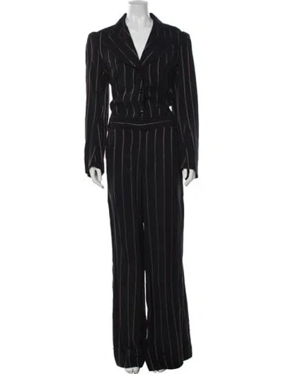 Pre-owned Chloé Striped V-neck Jumpsuit In Black