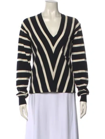 Pre-owned Chloé Striped V-neck Sweatshirt In Black