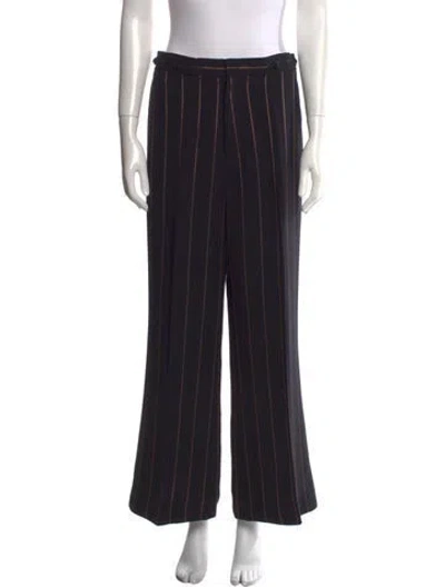 Pre-owned Chloé Striped Wide Leg Pants In Black