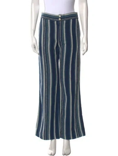 Pre-owned Chloé Striped Wide Leg Pants In Blue