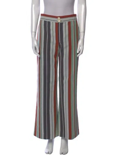 Pre-owned Chloé Striped Wide Leg Pants In Green