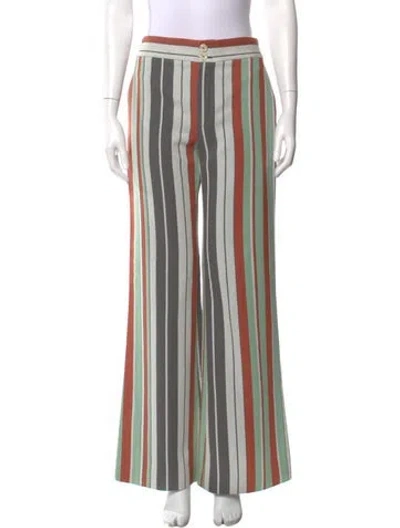 Pre-owned Chloé Striped Wide Leg Pants In Green