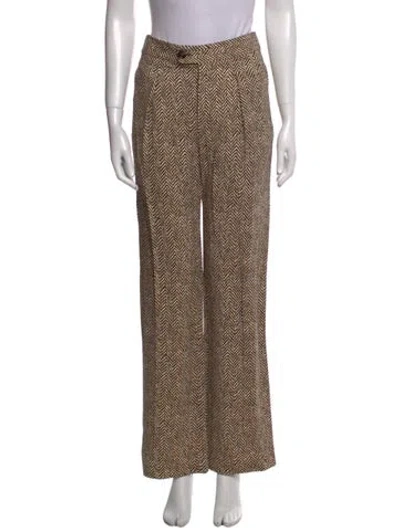 Pre-owned Chloé Striped Wide Leg Pants In Neutral