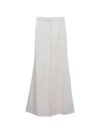Pre-owned Chloé Striped Wide-leg Trousers In Neutral