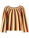 Chloé Striped Wool Boat Neck Blouse In Red