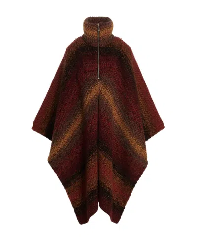 Chloé Striped Zipped Padded Cardi-coat In Brown