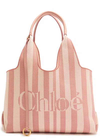 Chloé Chloe Stripy East-west Canvas Tote Bag In Multi