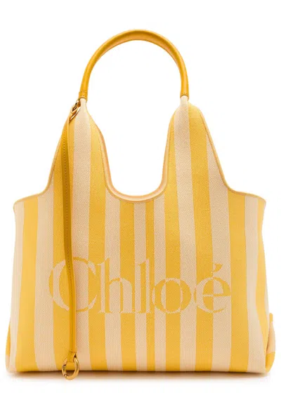 Chloé Chloe Stripy East-west Canvas Tote Bag In Yellow