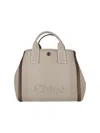 Chloé Structured Beige Bag With Dual Top Handles In Gray