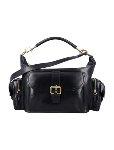 CHLOÉ CHLOÉ STRUCTURED BLACK LEATHER CAMERA BAG