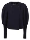 Chloé Structured Coat With Unique Puffed Sleeves In Blue