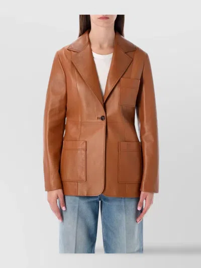 CHLOÉ STRUCTURED LEATHER BLAZER NOTCHED LAPEL