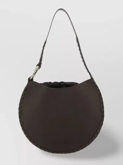 Chloé Structured Leather Shoulder Bag With Braided Detailing In Brown