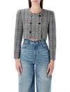 Chloé Structured Mini Jacket For Women In Grey White Check