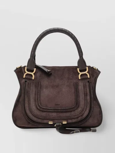 Chloé Structured Suede Leather Handbag With Detachable Strap