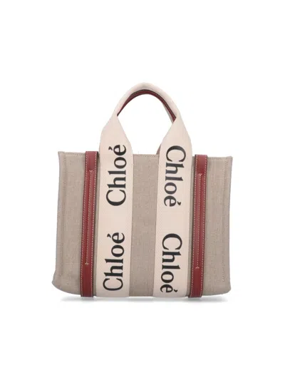 Chloé Structured White Handbag With Bold Branding